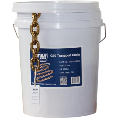 ITM G70 Pre-Cut Transport Chain 50kg Drum-2.3Ton Lashing Cap