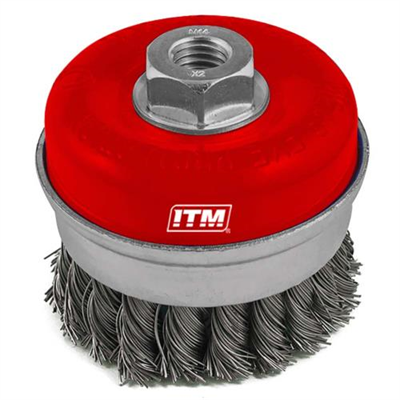 ITM Twist Knot Cup Brush Stainless Steel 75mm w/Band