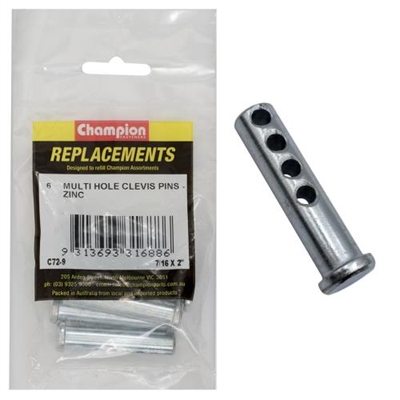 Champion 7/16 X 2in  Multi Hole Clevis Pin 6pk