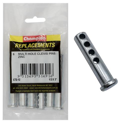 Champion 1/2 X 3in  Multi Hole Clevis Pin 6pk
