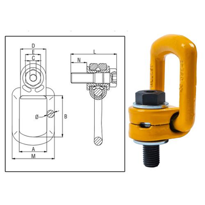 ITM G80 Lifting Point-Mega Eye Bolt-M14-1.2 T