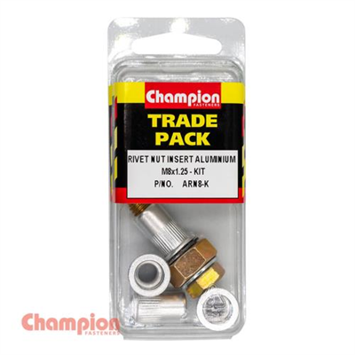 Champion Rivet Nut Insert Aluminium M8x1.25 - Kit - 4pk