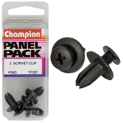 Champion Scrivet Black 12mm(L) 7mm(Hole) 15mm(HD) 3pk