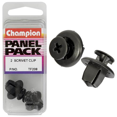 Champion Push Rivet Black 9mm(L)9mm(Hole)20mm(Square HD) 2pk