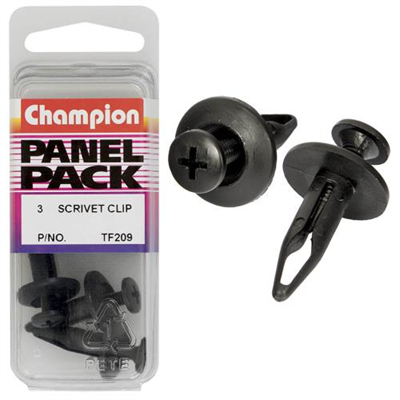 Champion Scrivet Black 23mm(L) 6.4mm(Hole) 17.5mm(HD) 3pk
