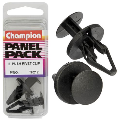 Champion Push Rivet Black 20mm(L) 8.5mm(Hole) 20mm(HD) 2pk