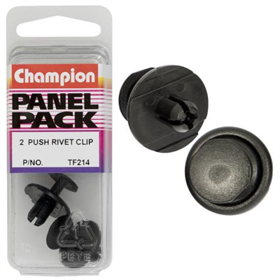 Champion Push Rivet Black 9mm(L) 7mm(Hole) 20mm(HD) 2pk