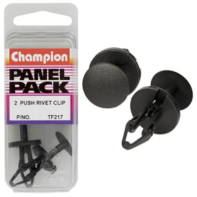Champion Push Rivet Black 22mm(L) 6.5mm(Hole) 18mm(HD) 2pk