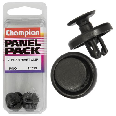 Champion Push Rivet Black 7.5mm(L) 7mm(Hole) 18mm(HD) 2pk