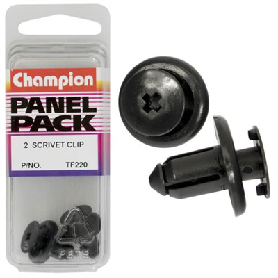 Champion Push Rivet Black 21mm(L) 18mm(HD) 2pk
