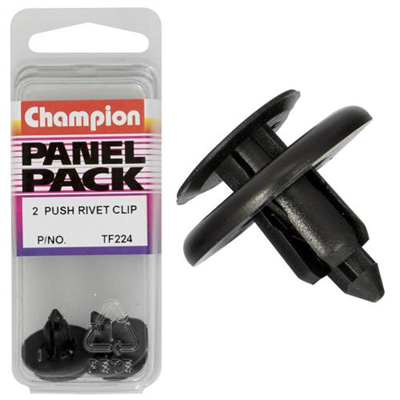 Champion Push Rivet Black 8mm(L) 7mm(Hole) 20mm(HD) 2pk