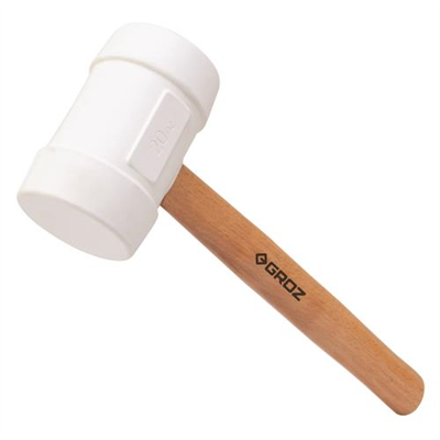 Groz Rubber Mallet 16oz-White Head- Hickory Wood Handle 14in