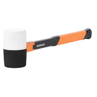 Groz Rubber Mallet 24oz- Dual Head- Fibreglass Handle 14in