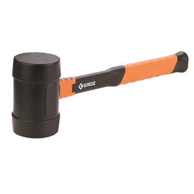 Groz Rubber Mallet 20oz- Black Head- Fibreglass Handle 14in