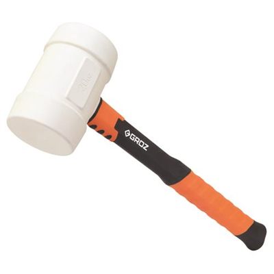 Groz Rubber Mallet 20oz- White Head- Fibreglass Handle 14in