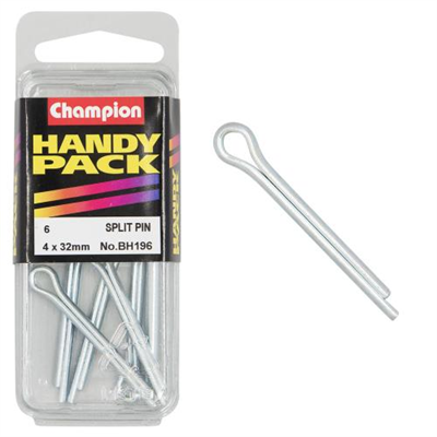 Champion Split Pins 4.0 x 32mm Zinc Plated - 6pk