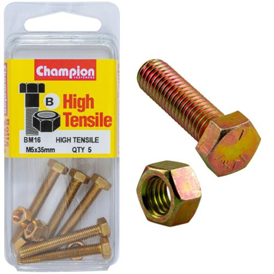 Champion Hex Set Screw High Tensile M5x35mm Grade 8.8 - 5pk