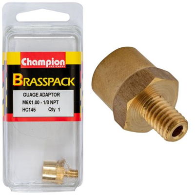 Champion Gauge Adaptor Brass M6x1 Male-1/8 NPT Female -1pk