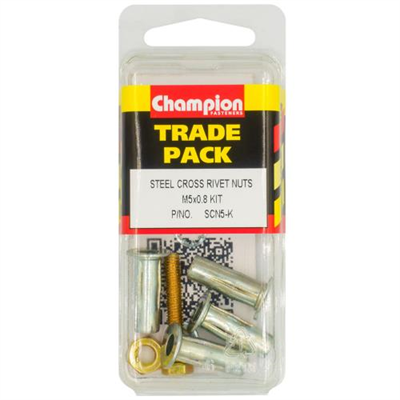 Champion Steel Cross Rivet Nuts - M5 x 0.8mm - Kit - 4pk