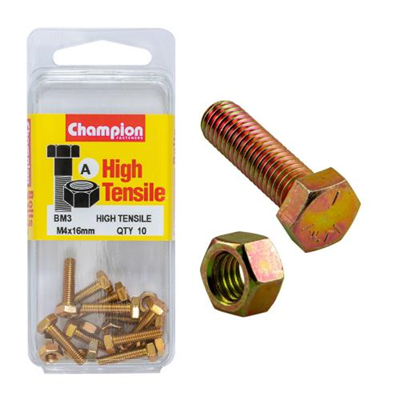 Champion Hex Set Screw High Tensile M4x16mm Grade 8.8 - 10pk