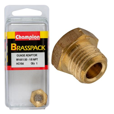 Champion Brass Gauge Adaptor M14x1.50 Male to 1/8 NPT Female