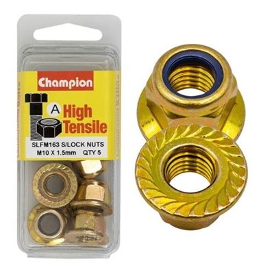 Champion Hex Flange Self-Locking Nuts Nylon InsertM10x1.50mm