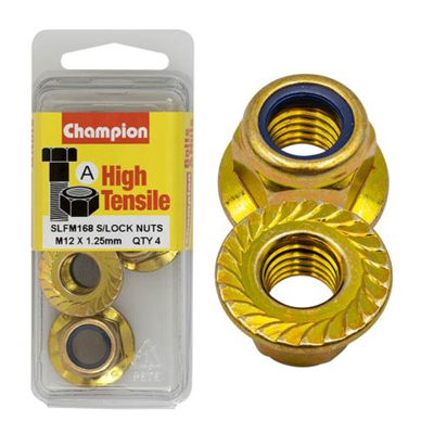 Champion Hex Flange Self-Locking Nuts Nylon InsertM12x1.25mm