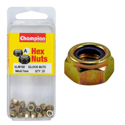 Champion Hex Nut Self Locking Nylon Insert M4x0.7mm - 20pk